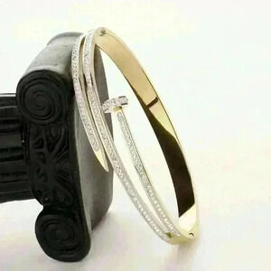 Stainless Steel Pave Hinged Bracelet